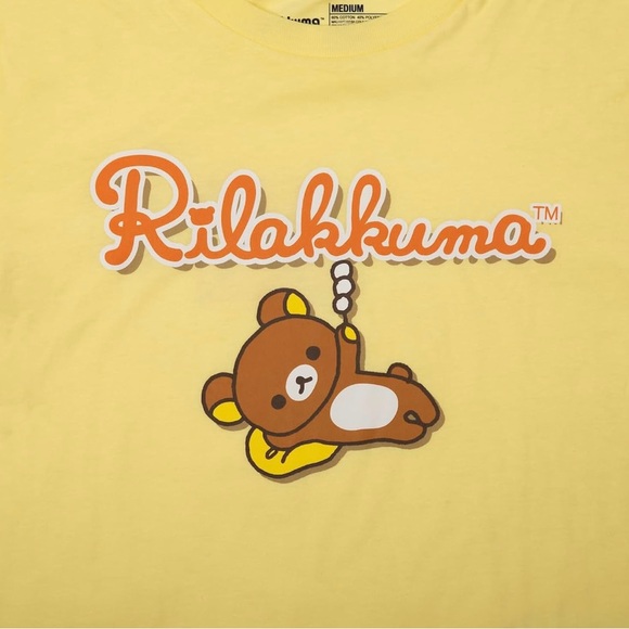 Bioworld Rilakkuma Yellow and Brown Teddy Bear Pajama Short Sleeve Pant  Sz XL - Picture 4 of 5